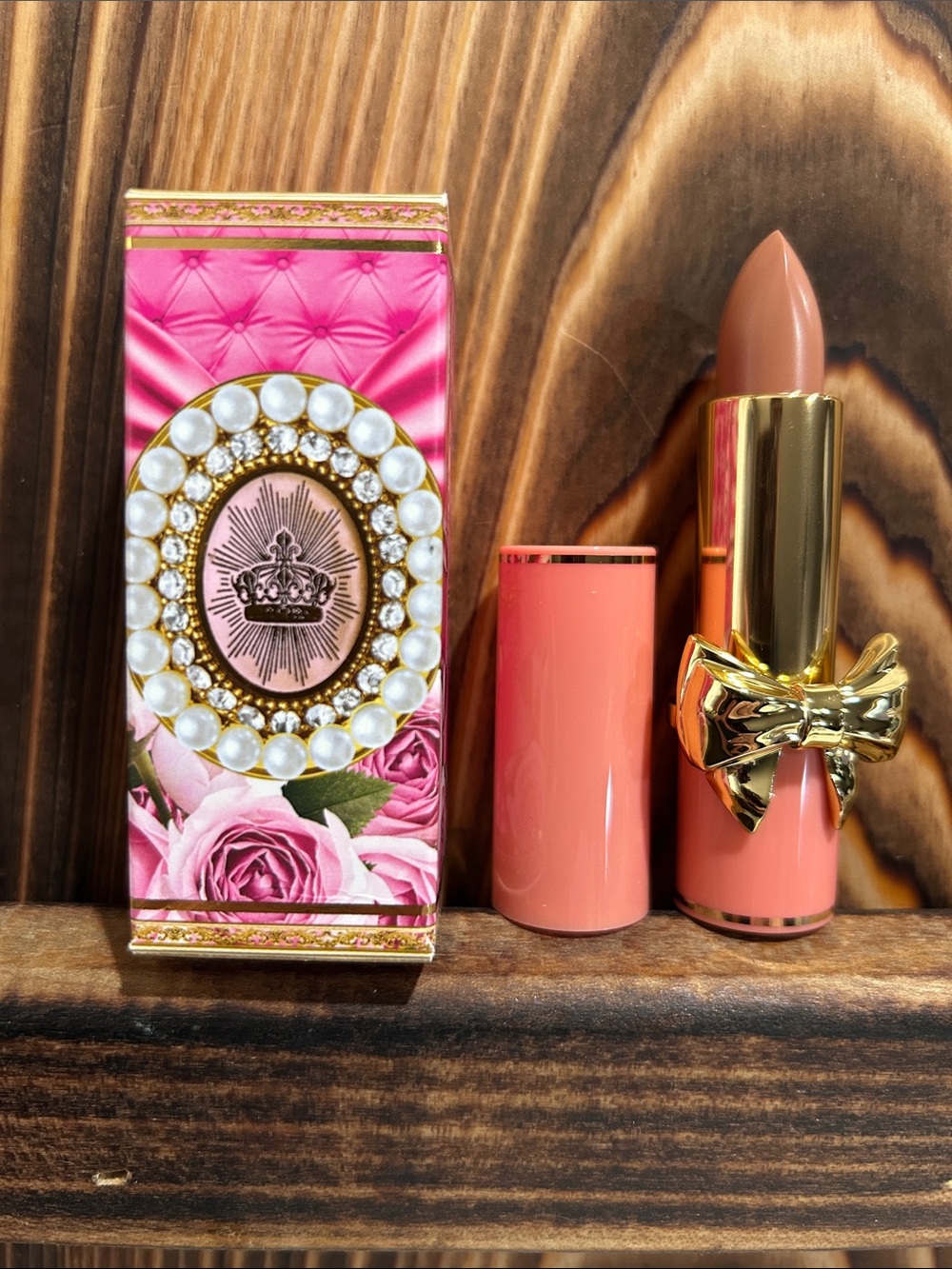 Pat McGrath Nude Lipstick with Gold Bow Accent